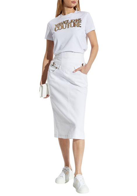 T-shirt con cristalli Institutional Logo VERSACE JEANS COUTURE | T-shirt | 78HAHE02 CJ00EG03